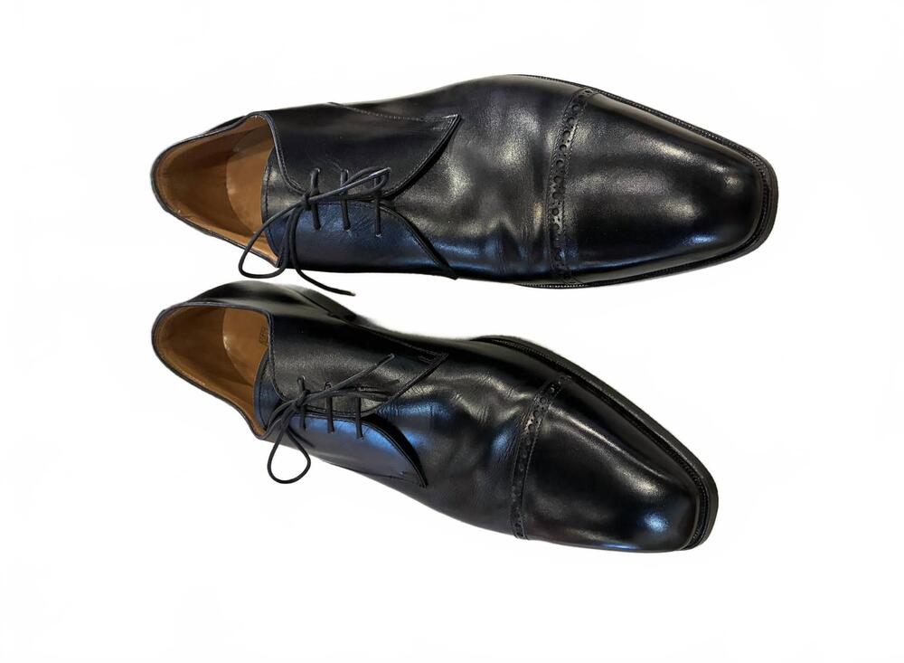 NEW GRAVATI men's cap-toe derby shoes in black